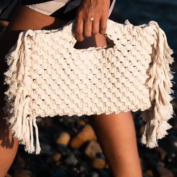Handmade Macramé Cotton Fringe Bohemian Tote Bag Handbag